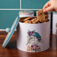 Mikasa Tipperleyhill Large Rabbit Biscuit Tin with Lid, Metal 3.5L, 18 x 20cm - White