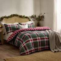 Braemar Check Brushed Cotton Duvet Cover Set - Berry-Pink / Superking