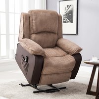Postana Jumbo Cord Fabric Rise Recliner Armchair - Brown