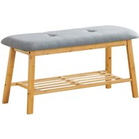 Bamboo Shoe Bench with Storage - Natural