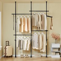 Telescopic Clothes Stand with Rods - Black
