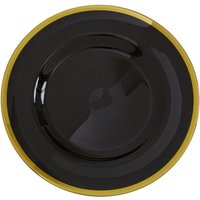Ida Black Glass Charger Plate with Gold Rim - Black