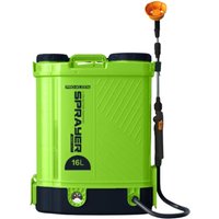 Battery Powered Knapsack Sprayer 10L, 80 PSI Backpack Sprayer with 12V Battery, 2 Nozzles, 38.1" Tel - Green