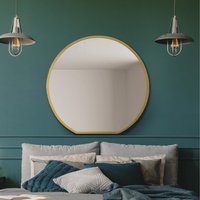 The Circulus Gold Flat Bottom Circular Wall Mirror - Gold / 80cm
