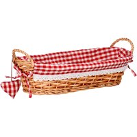Orla Red Gingham Lining Oblong Willow Bread Basket - Red