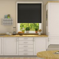 152cm Drop, 25mm Slat PVC Venetian Blind - Black / 40cm