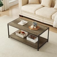 Rustic Coffee Table Grey with Metal Frame for Home Decor - Grey