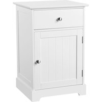 Bedside Table with Drawer and Slatted Door - White