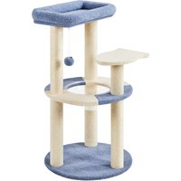 Small Cat Tree with with Clear Bowl - Blue