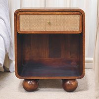 Solid Wood Chestnut Open Woven Bedside - Chestnut