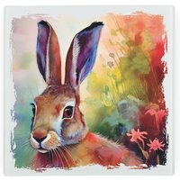 Colourful Hare Glass Hot Pot Stand - Heat Resistant Non-Slip Trivet - Brown