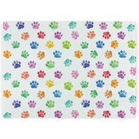 Rainbow Paw Prints Worktop Protector - Large Textured Glass Chopping Board - Green