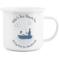 Novely Fishing Enamel Mug - Blue