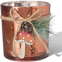 Heaven Sends Bronze mottled glass candle holder with toadstool hanging