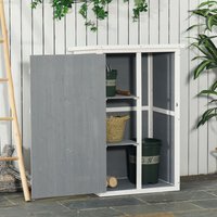 Outsunny Fir Wood Garden Shed - Grey