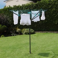 JVL 4 Arm Powder Coated Steel Rotary Airer - 40m Drying Space - Charcoal