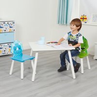 Kids Dinosaur Table and Two Chairs Set - Blue and Green
