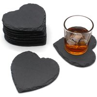 Slate Coasters Set Heart Rustic - Grey / 4
