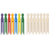 Wooden Traditional Craft Doll Pins Pegs Clothes - Multicolour
