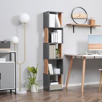 HOMCOM 5 Tier Bookshelf Modern Bookcase Storage Shelving for Home Office - Dark Grey