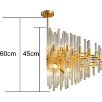 Clear Crystal Rods and Gold Postmodern Genuine K9 Crystal Chandelier - Clear / 60cm