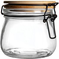 Wooden Clip Lid Storage Jar - 500ml - White Seal / 1