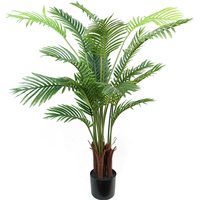 Artificial Areca Palm Tree Potted in Black Pot - Green