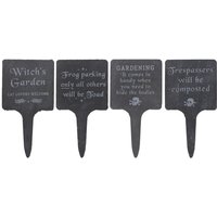, Set of 4 Slate Gothic Garden Signs - Black , Set of 4 Slate Gothic Garden Signs - Black