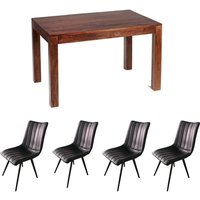 Dakota 4Ft Medium Mango Wooden Dining Table Set With 4 Chairs - Dark Wood