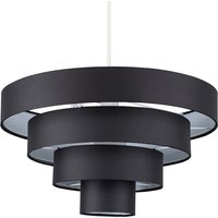 Modern 4 Tier Black Fabric Ceiling Pendant Light Shade - Black