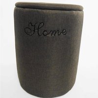 Elegant Round Padded Chest Laundry Basket Footstool Cushion Seat - Brown / 38cm