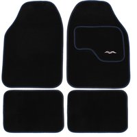 Universal PVC Backed Carpet Car Mat Style Set, Black and Blue, 4 Pieces - Black
