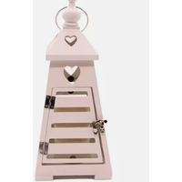 White Wooden Lantern Heart LED Battery Candle - White