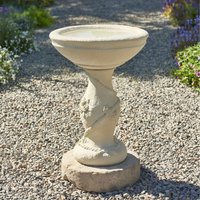 Yorkshire Rose Patterned Stone Bird Bath - Yellow