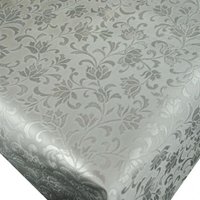 Silver Floral Embossed Pvc Tablecloth - SILVER
