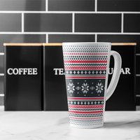 Abstract Christmas Dining Latte Mug - Red