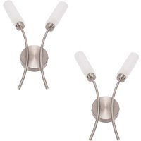 Maya Pair of 2 Way Curved Wall Light Fitting - Brushed Chrome