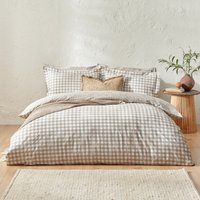 Barton Gingham Check Duvet Cover Set - Natural / King