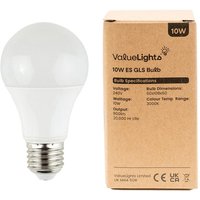 2 Pack E27 White Thermal Plastic GLS LED 10W Cool White 6500K 800lm Light Bulb - White