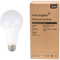 4 Pack E27 White Thermal Plastic GLS LED 15W Cool White 6500K 1520lm Light Bulb - White