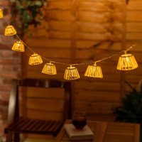 10 x Battery Operated Outdoor Rope Basket Garden String Lights - White