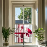 Alonte Art Deco Stained Glass Privacy Window Film - Pink / 95cm