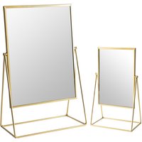2pc Dressing Table Mirror Set Makeup Cosmetic Vanity Bedroom Bathroom Mirror - Gold