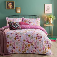 Enchanted Printed Reversible Duvet Cover Set King - Pink
