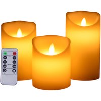 3Pcs Remote-Control LED Candle Set - Beige-White