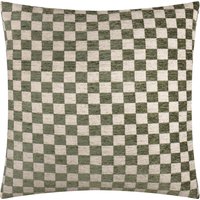 Larro Chenille Checkerboard Cushion - Smoke Green / Feather