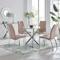 Selina Round Dining Table With Four Isco Chairs - Cappuccino
