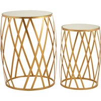 Avantis Set Of 2 Cross Design Side Tables - Gold
