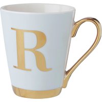 Mimo Green Frosted Deco R Letter Monogram Mug. - White