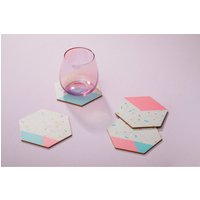 Mimo Set Of 4 Hexagonal Cork Coasters - Multicolour